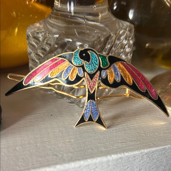 Vintage Swallow Cloisonné Enamel Barrette main image 5